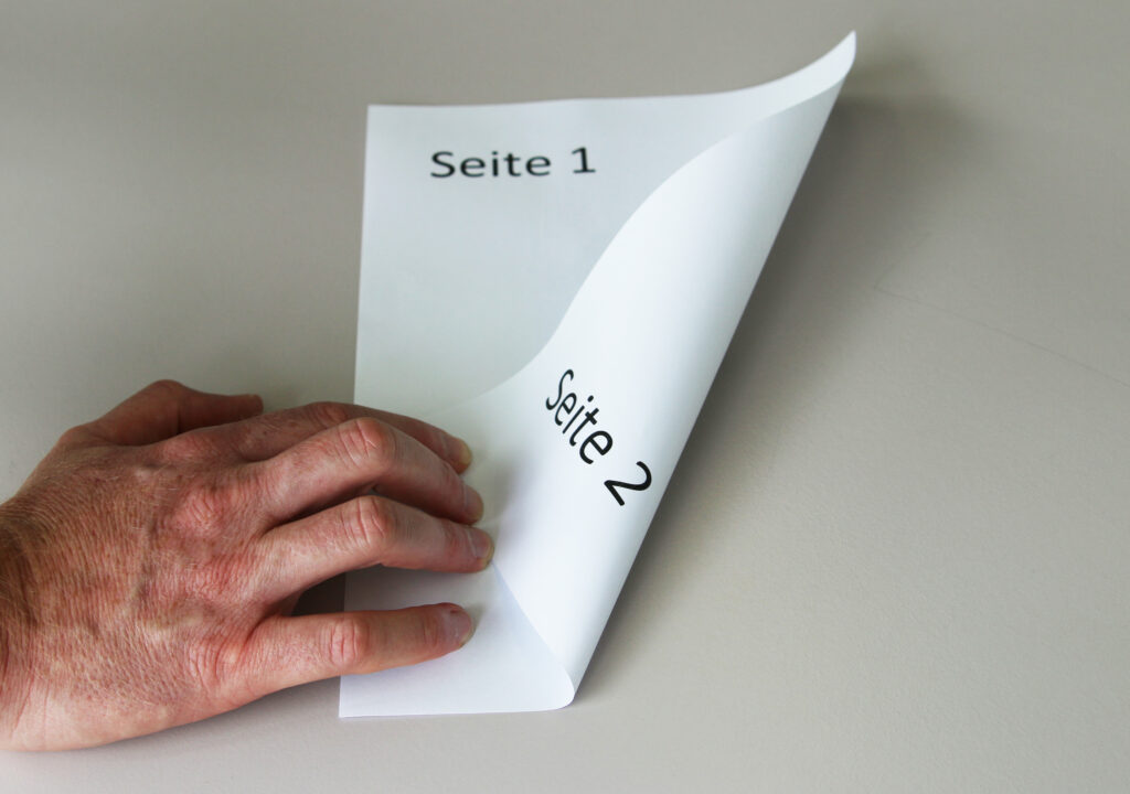 1 Blat = 2 Seiten